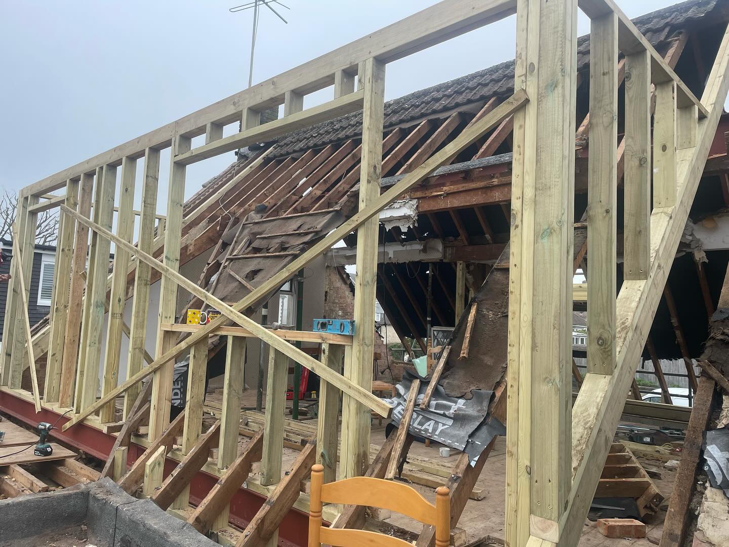 Rear dormer being built