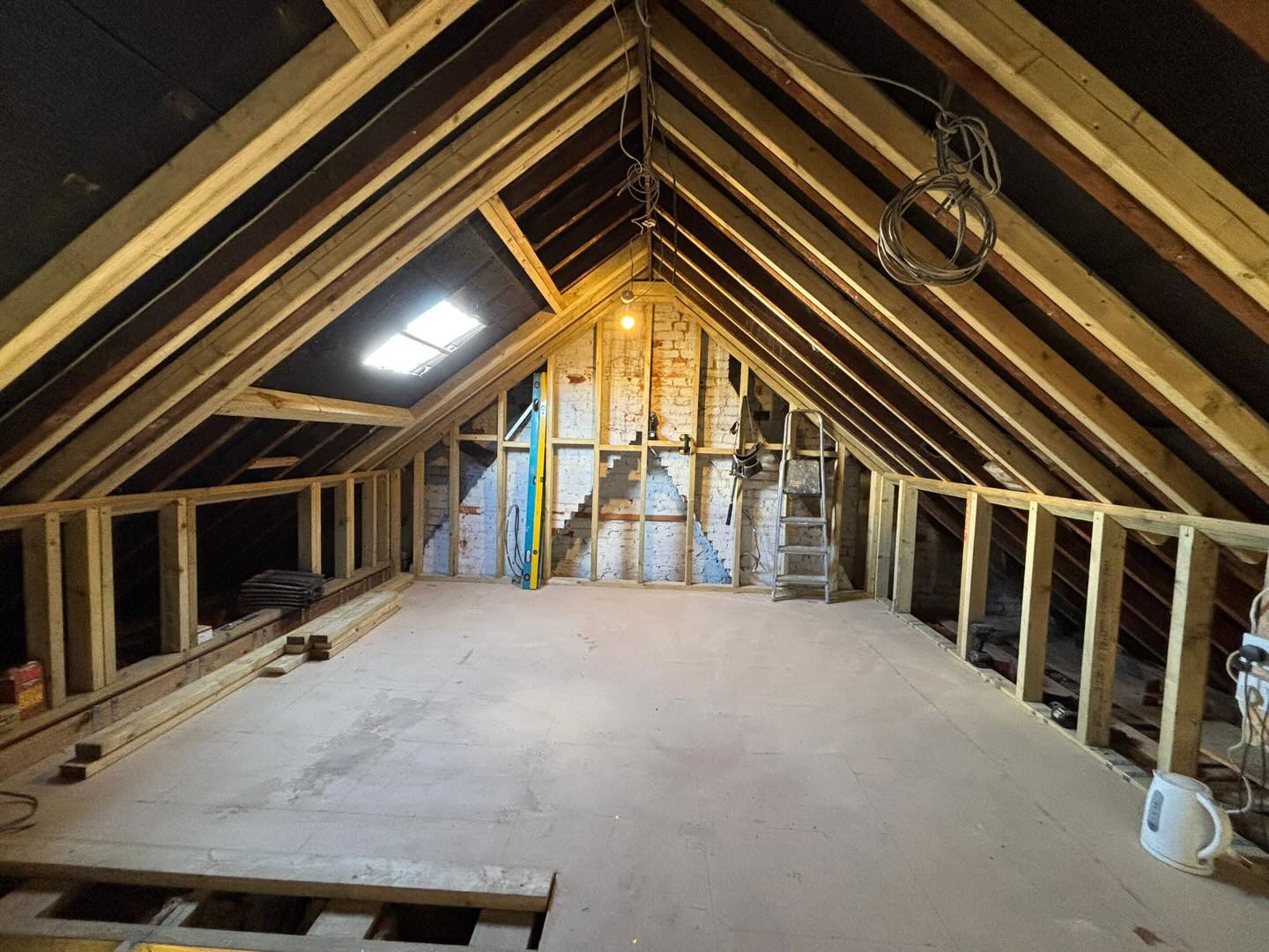 Loft room framed and boarded