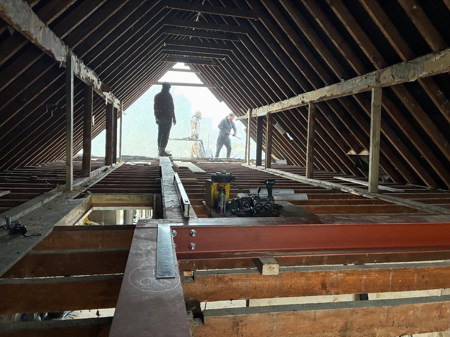 Steel beams installed for loft conversion