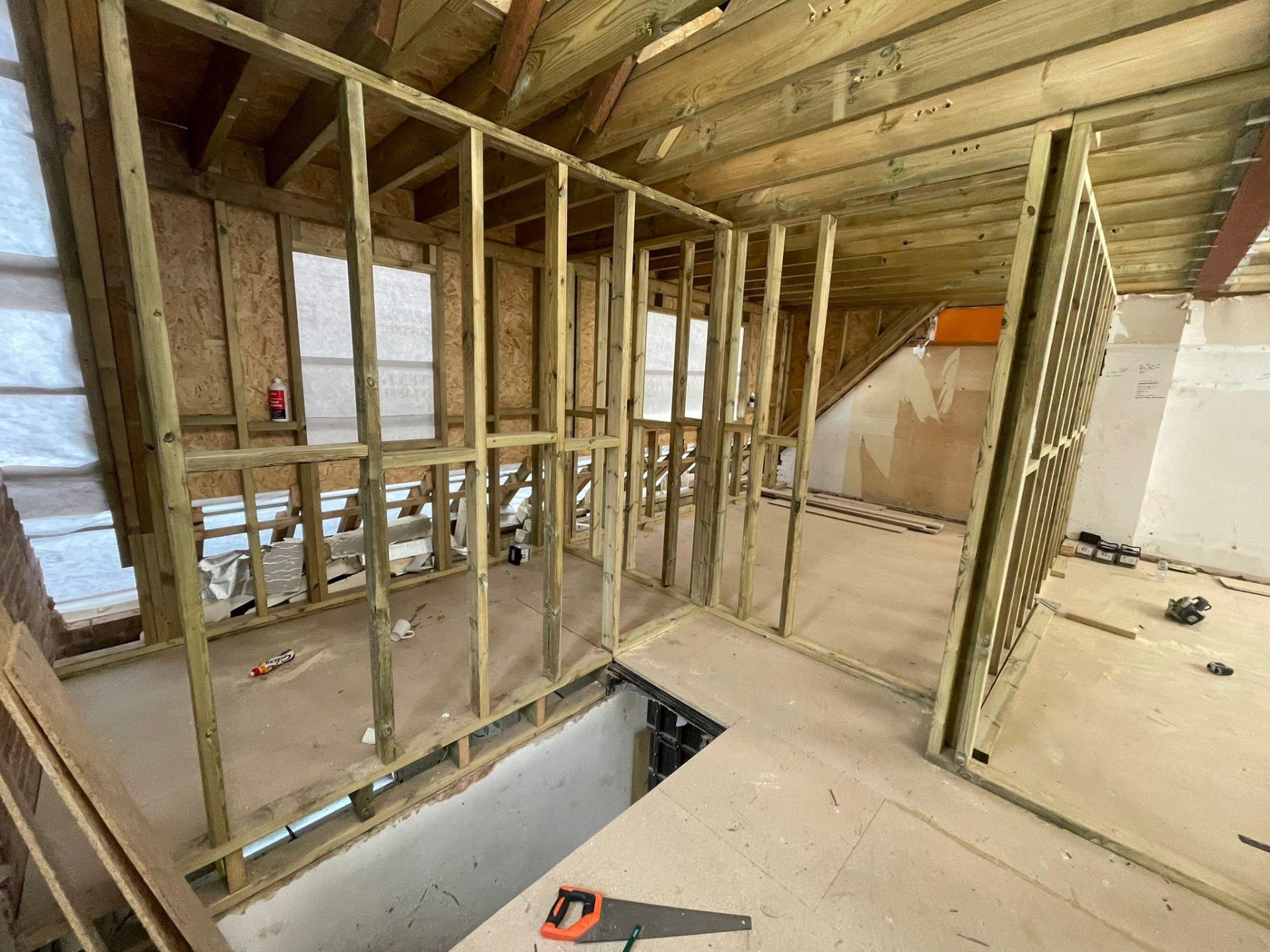 Loft conversion stud walls