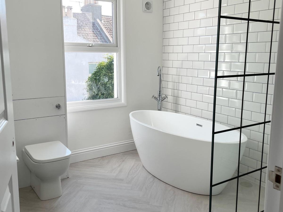 Family bathroom with freestanding bath